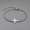 Bracelet femme avec croix en acier inoxydable – Personnalisable et ajustable