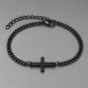 N Bracelet femme avec croix en acier inoxydable – Personnalisable et ajustable