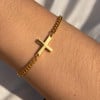 D Bracelet femme avec croix en acier inoxydable – Personnalisable et ajustable