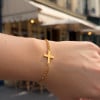 D Bracelet femme avec croix en acier inoxydable – Personnalisable et ajustable