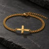 D Bracelet femme avec croix en acier inoxydable – Personnalisable et ajustable