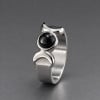 Bague en acier inoxydable avec onyx noir – Design ouvert personnalisable 7 mm