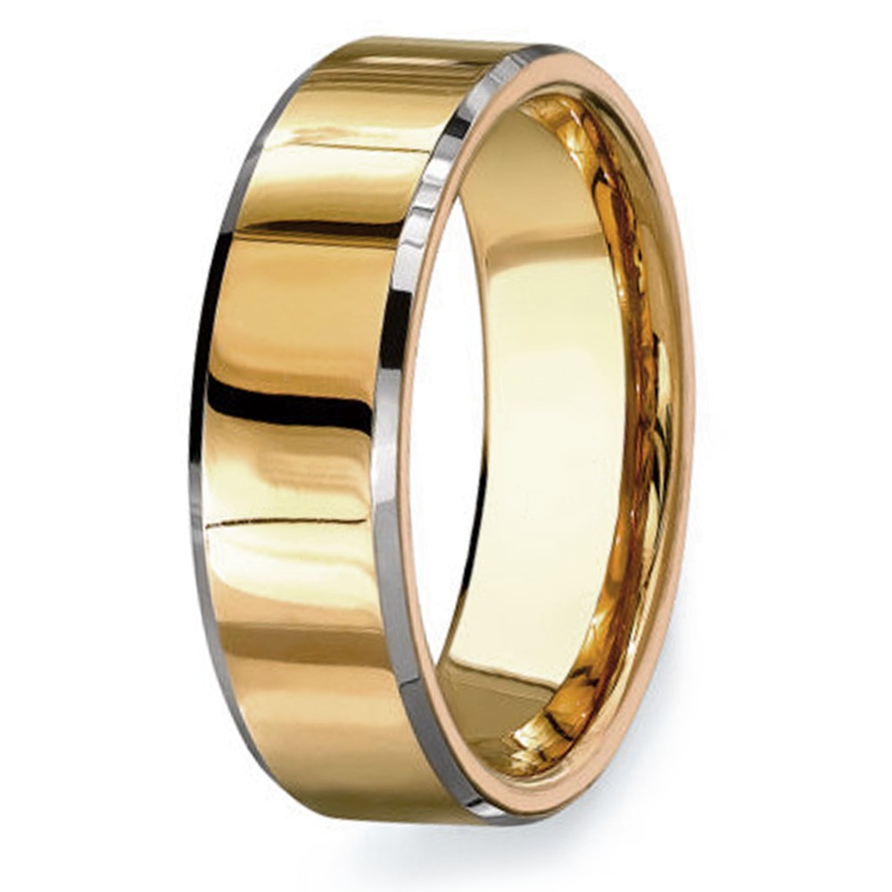 Men's Gold Plated Custom Engraved Tungsten Band Ring BijouxStore webid970