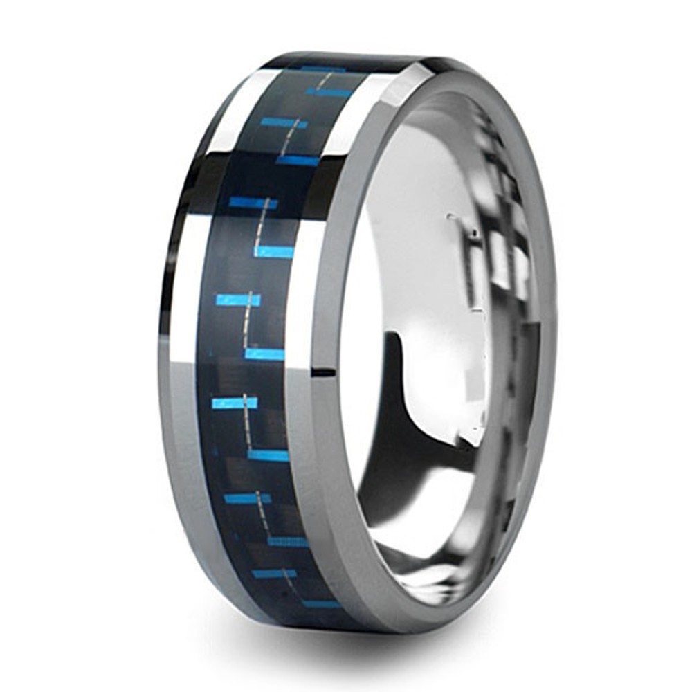 Men's Tungsten Carbide Personalized Ring Carbon Fiber Inlay
