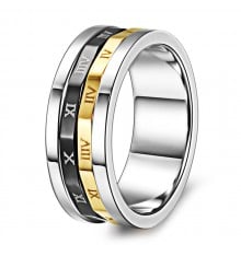 Men's Roman Numeral Stainless Steel Ring