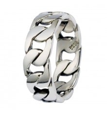 Men's Rhodium Plated Sterling Silver Chain Link Ring