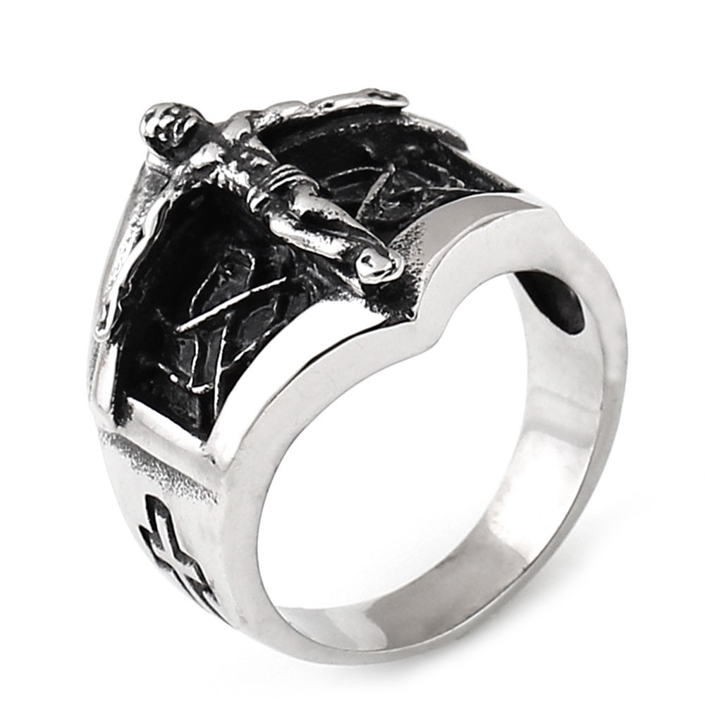 Men's Stainless Steel Crucifix Cross Ring BijouxStore webid675