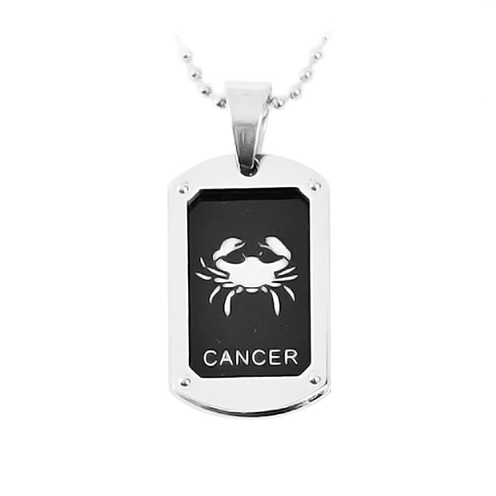 Men's Stainless Steel Cancer zodiac Dog Tag Pendant BijouxStore