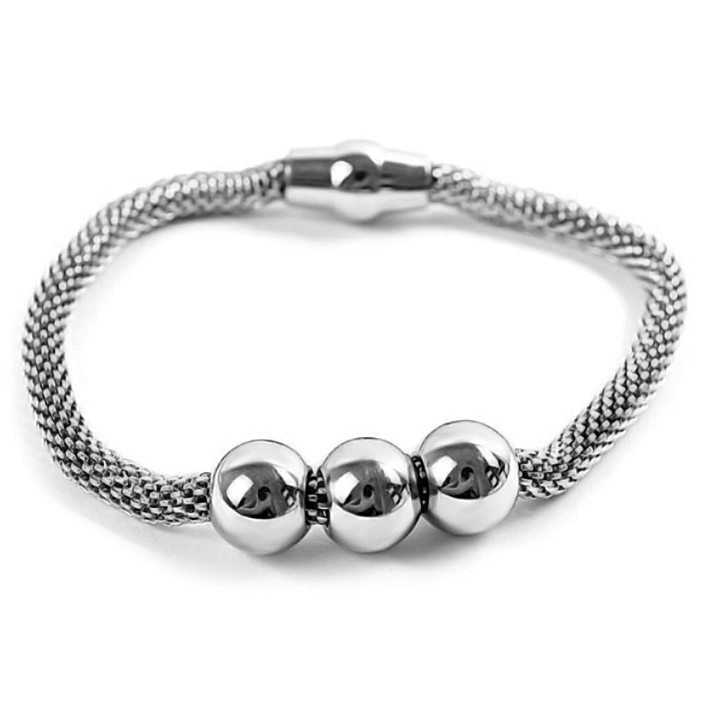 bracelet femme acier maille boule argente fermoir aimante bracelet femme acier maille boule argente fermoir aimante
