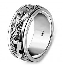 Men's Dragon Sterling Silver Spinner Ring