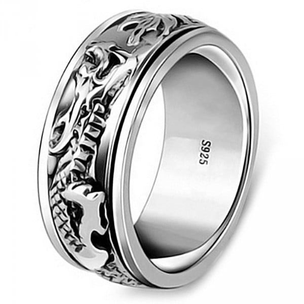 Men's Dragon Sterling Silver Spinner Ring
