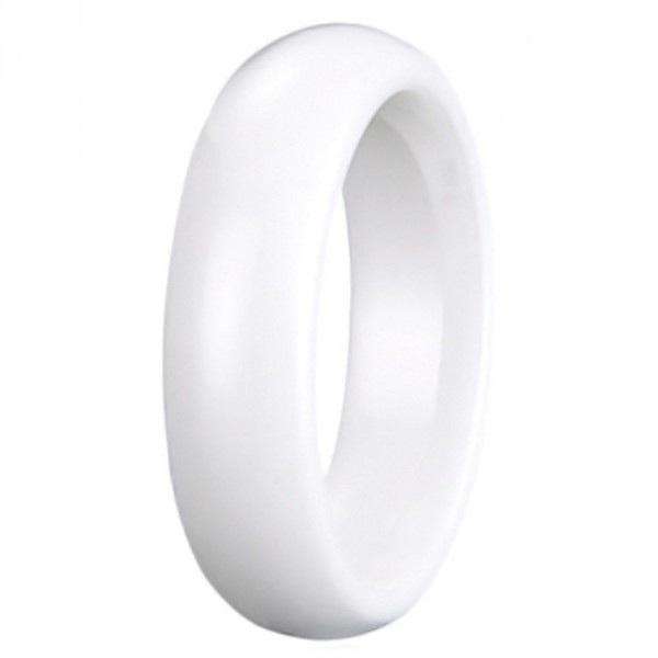 Bague femme alliance dome anneau bombe ceramique blanche