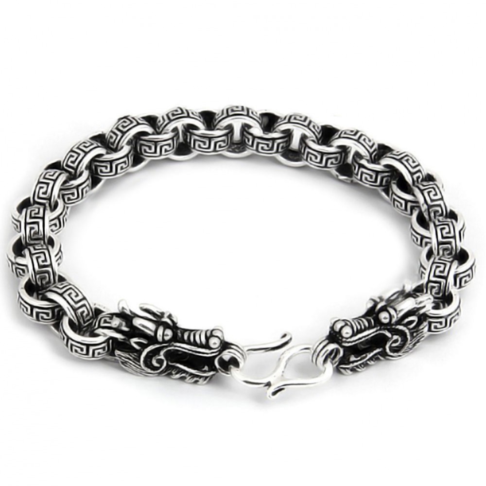 Men's Sterling Silver Greek Key Links Bracelet BijouxStore webid444