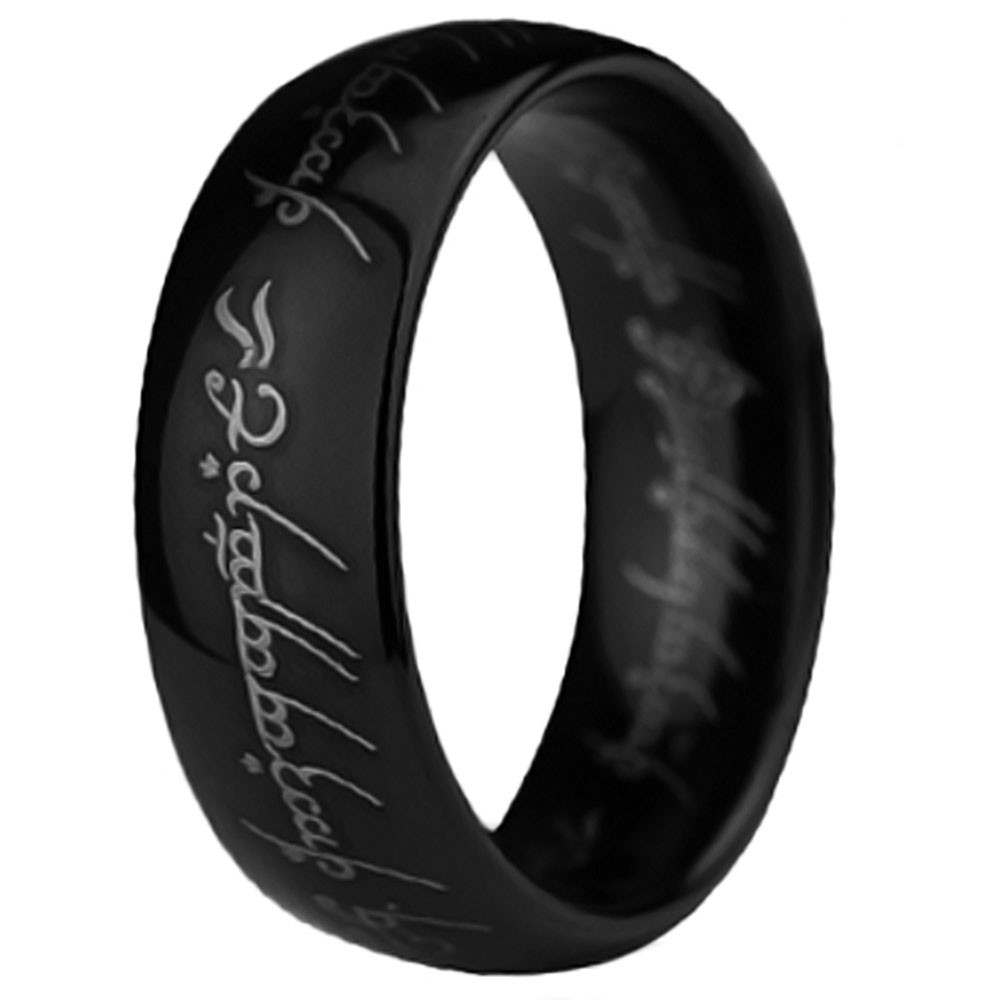  Bague  Anneau dome elfique  Tungstene noir BijouxStore 