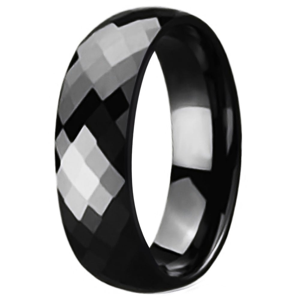 Women's Black Ceramic faceted Band Ring BijouxStore webid647