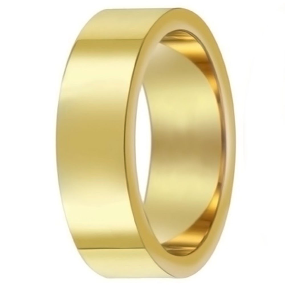 Men's Gold Plated Tungsten Flat Personalised Wedding Band Ring