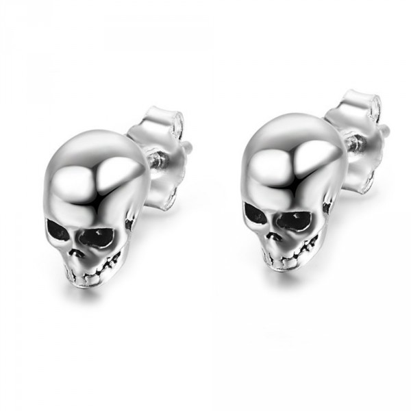 Boucles d'oeilles homme clous tete de mort argent 925