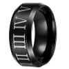 Men's Black Brushed Stainless Steel Roman Numeral Ring