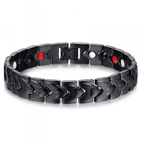 Men's Black Magnetic Stainless Steel Heart Bracelet