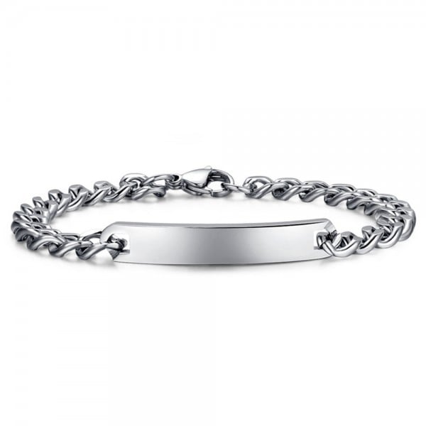 Men's Stainless Steel Curb Chain ID Bracelet