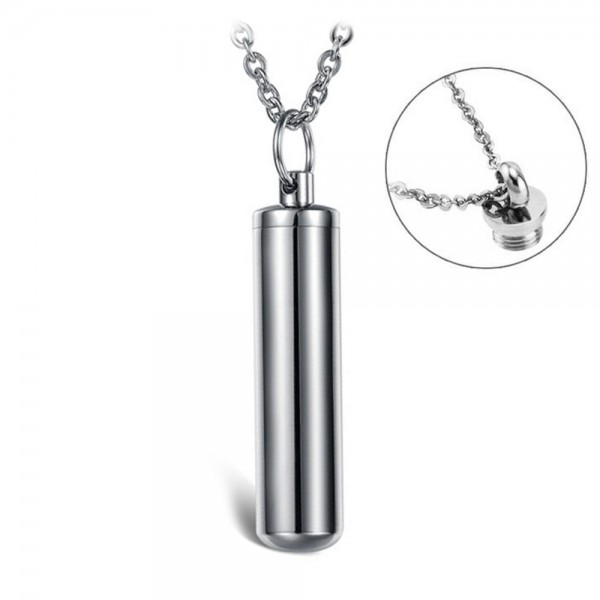 Pendentif Homme barre cylindrique acier