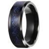 Bague homme anneau noir tungstene motif celtique fibre de carbone bleu