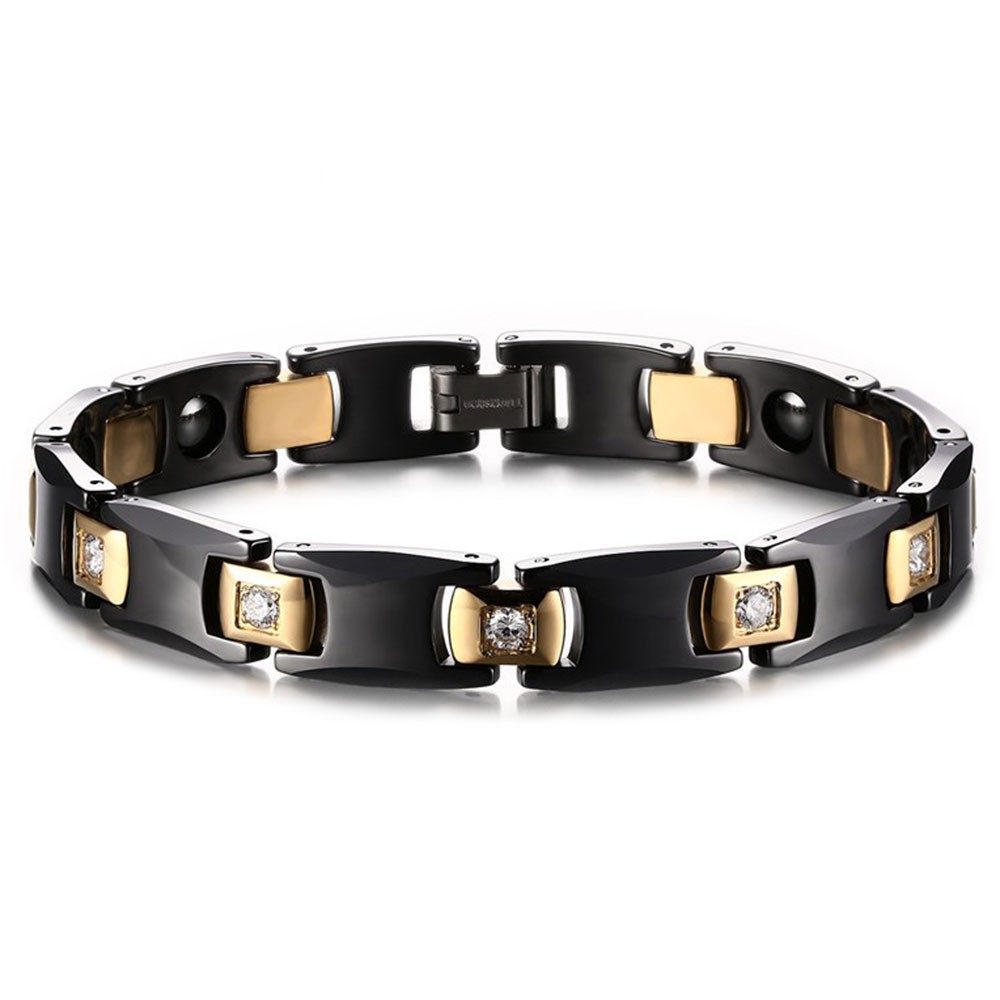 Bracelet homme ceramique noire serti zirconium BijouxStore webid76