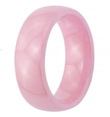 Women's Pink Ceramic Polished Dome Band Ring