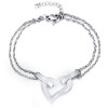 Bracelet femme coeur ceramique noire chaine acier