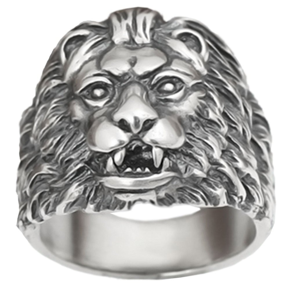 Bague Tete De Lion Or Homme Bague biker chevaliere argent homme tete de lion - BijouxStore - webid:802