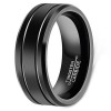 Men's Black Tungstene Grooved Band Ring
