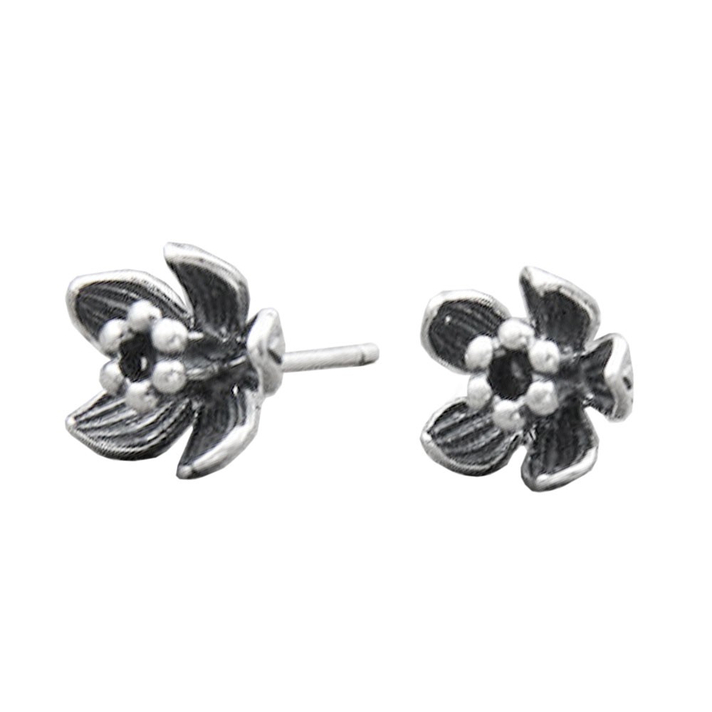Sterling Silver Flower Stud Earrings BijouxStore webid1166