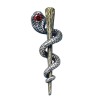 Pendentif argent homme baton Asclepiol zirconium
