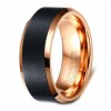 Men's Brushed Black Tungsten Gold Plated Band Ring