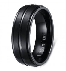 Men's Black Brushed Titanium Custom Band Ring