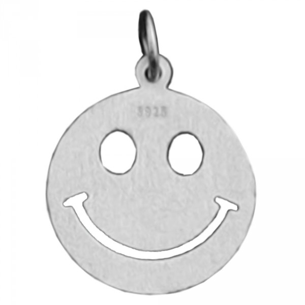 Pendentif argent brosse plaque rond Smiley sourir