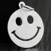 Pendentif argent brosse plaque rond Smiley sourir