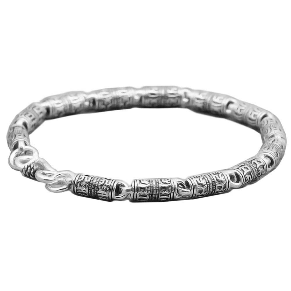 Men's Cylindrical Oxidized Sterling Silver Celtic Pattern Bracelet ...