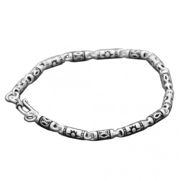 Men's Sterling Silver Braided Chain Clasp Bracelet