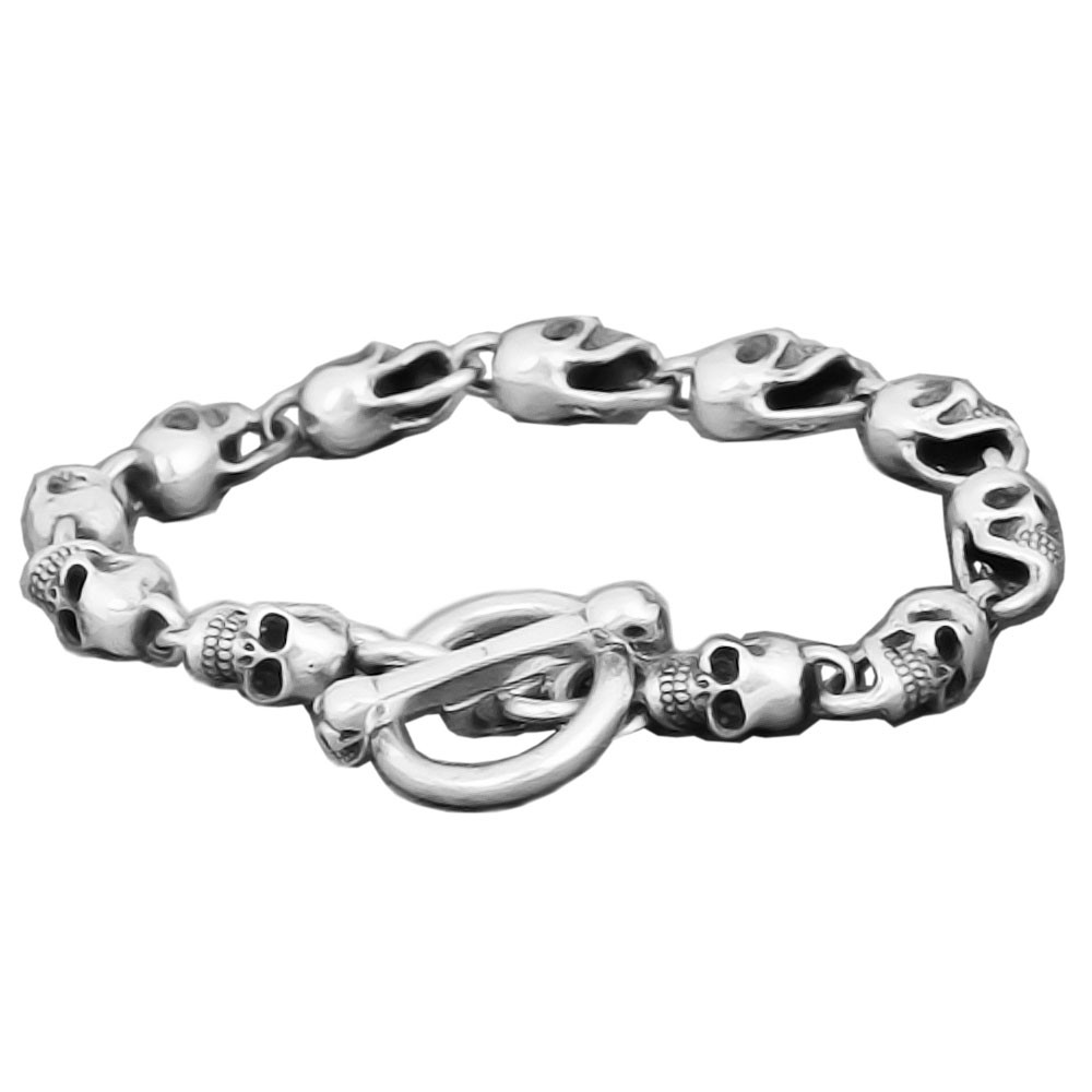 Men's Sterling Silver Skull Bracelet BijouxStore webid447