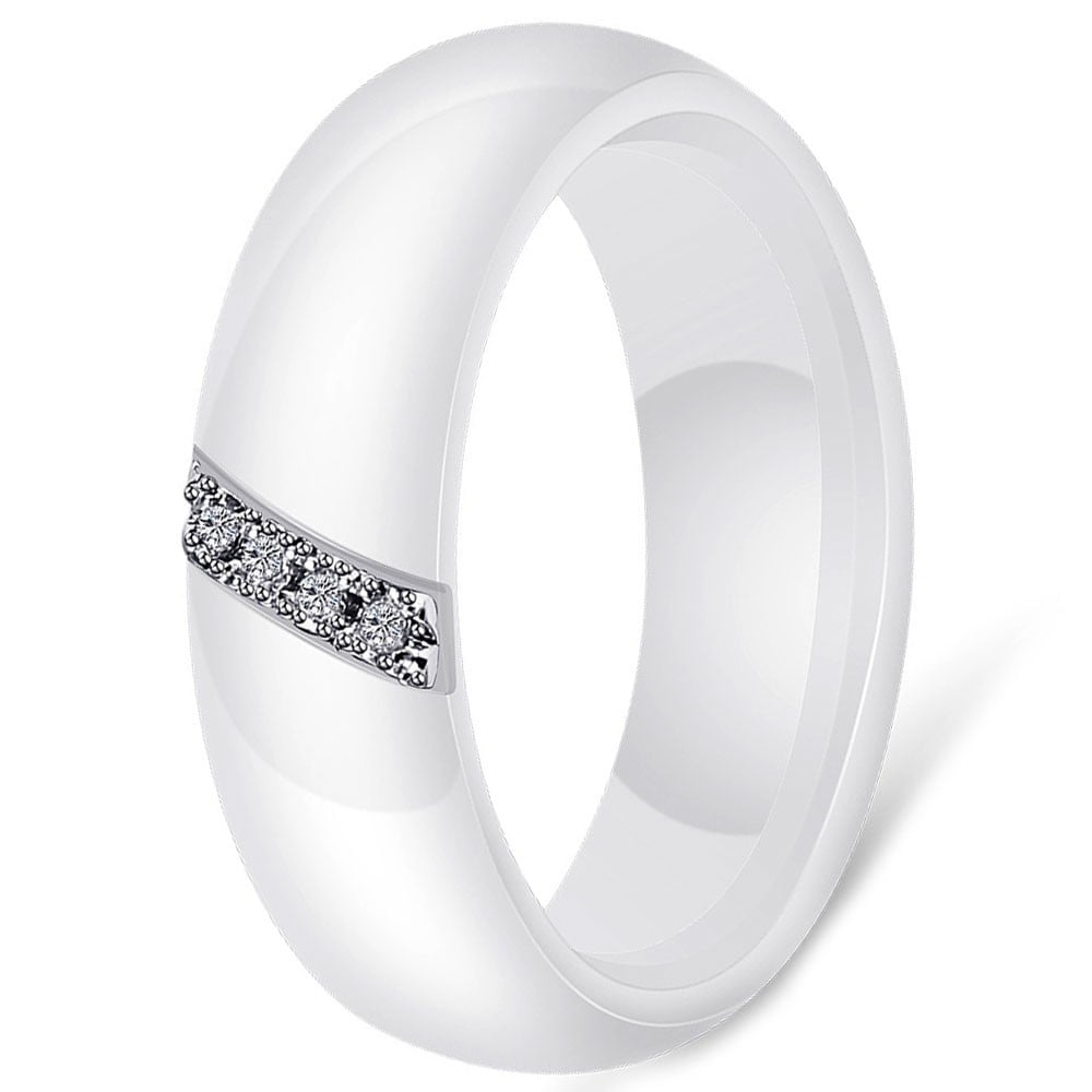 white ceramic wedding bands