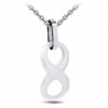 Pendentif collier ceramique blanche infini chaine acier