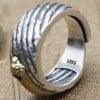 Men's Sterling Silver Zirconia Inlay Open Band Ring