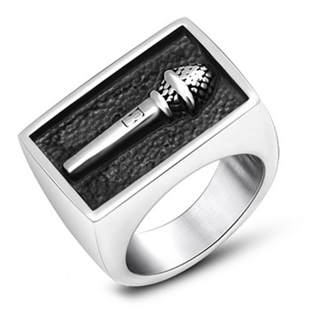 Men's Stainless Steel Microphone Ring BijouxStore webid1220
