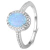 Women's Sterling Silver Opal Cubic Zirconia Inlay Ring