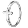 Rhodium Plated Sterling Silver Cross Ring
