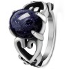 Stainless Steel Oval Blue Stone Inlay Ring