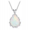 Rhodium Plated Sterling Silver Water Drop Opale Pendant Necklace