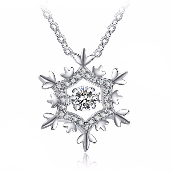 Pendentif chaine argent rhodie flocon neige zirconium