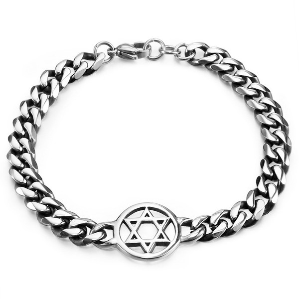 Men's Chain Stainless Steel Star of David Bracelet